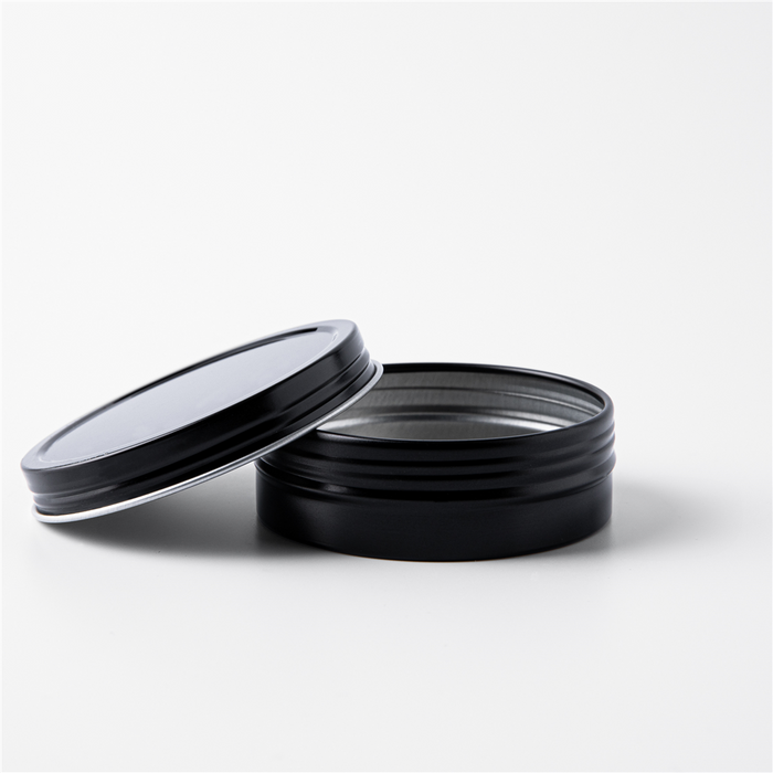 2 oz Black Shallow Rustproof Tin & Screw Top Set