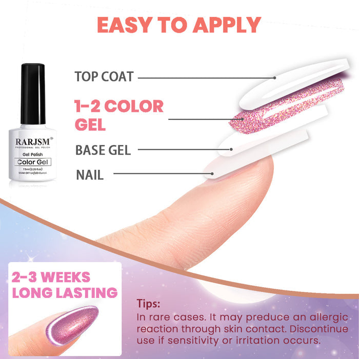 6 Colors Shimmer Velvet Cat Eye Gel Nail Polish Set 7.5 ml