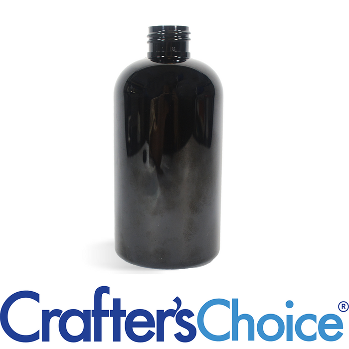 8 oz Black Boston Round Plastic Bottle - 24/410