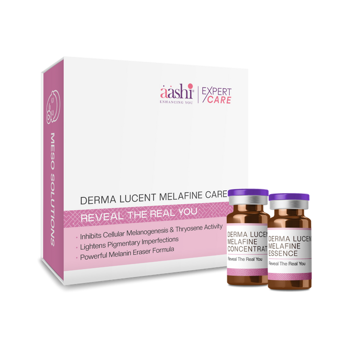 Aashi Derma Lucent Melafine Care - skincare set for hyperpigmentation and dark spots featuring brightening ingredients for a radiant complexion.