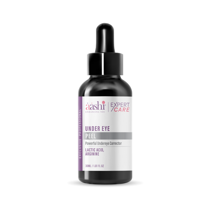Aashi Under Eye Peel featuring the powerful formula for rejuvenating tired eyes, perfect for reducing dark circles and puffiness. Discover the benefits of Aashi Chemical Peels including effective hydration and collagen stimulation for youthful skin.