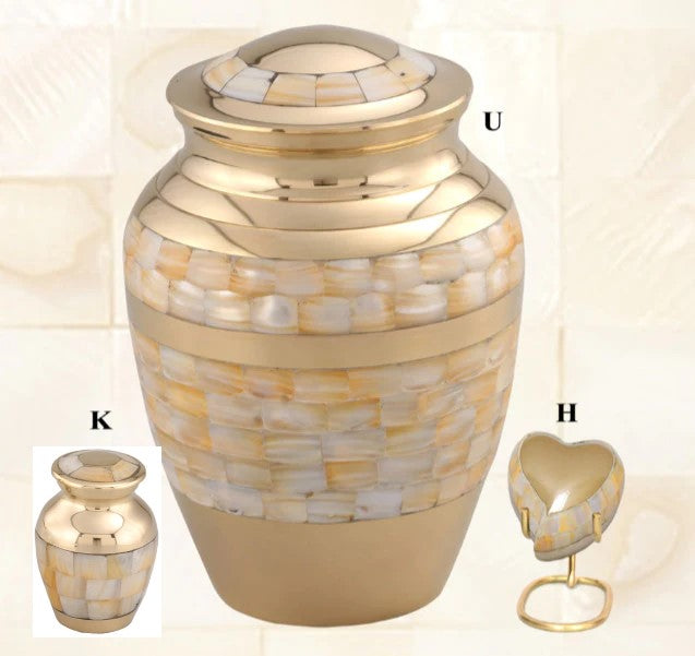 Adore Mother of Pearl Brass Cremation Urn - IUET128