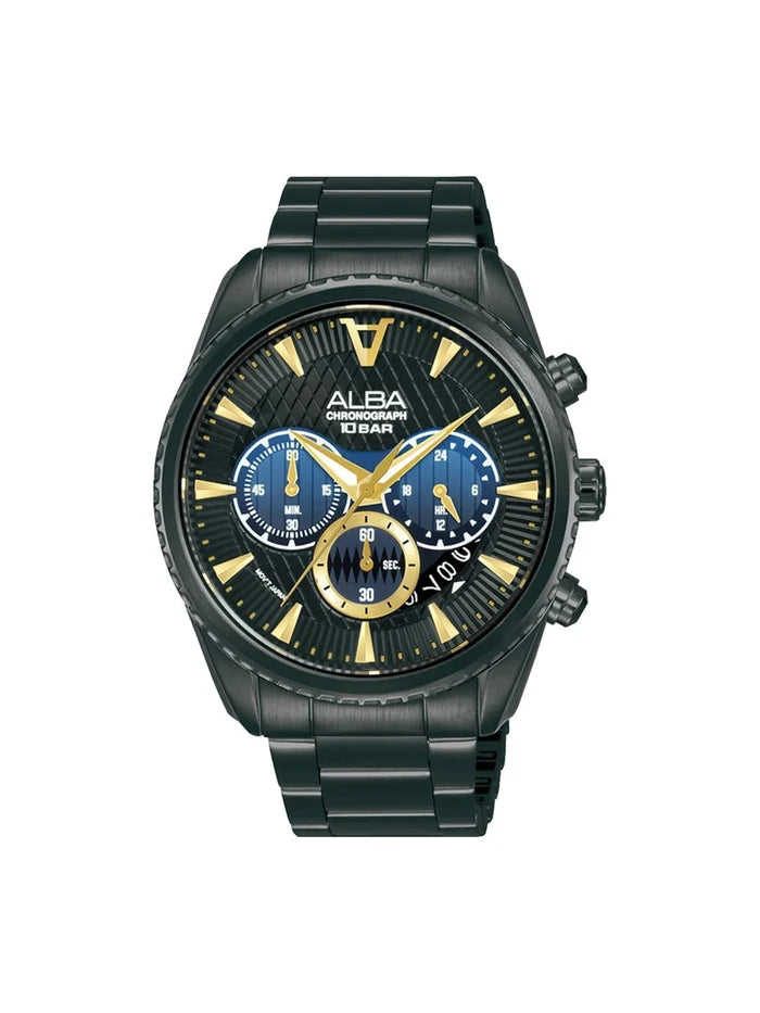 Alba Round Black Dial Analog Watch - AT3J09X1