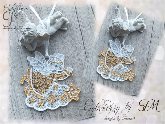 Angel christmas FSL No.2 /4x4 hoop/two variations