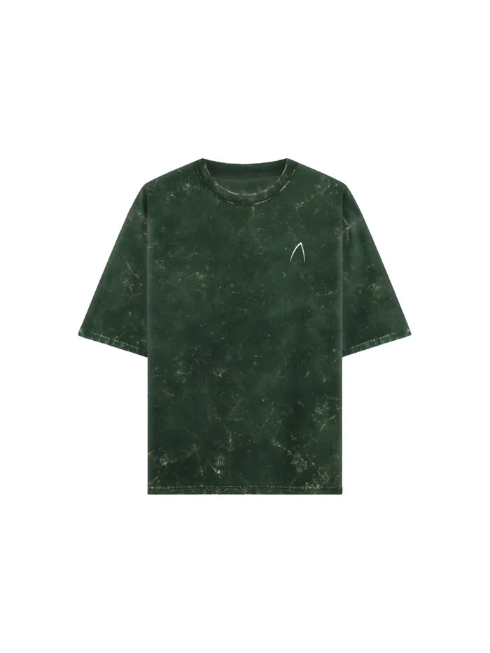 Arya Bottle Green Oversized Zodiac Leo Print Half Sleeve Cotton T-Shirt
