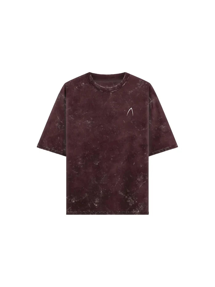 Arya Maroon Oversized Zodiac Gemini Print Half Sleeve Cotton T-Shirt