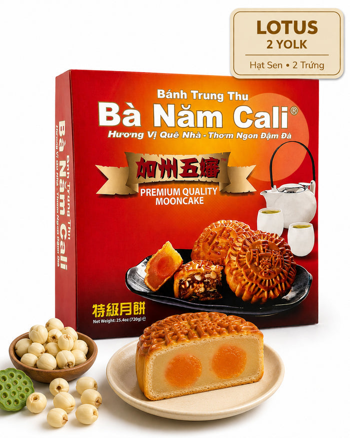 Authentic Ba Nam Cali Lotus Seed Mooncake for Mid-Autumn Festival celebrations 2 yolks