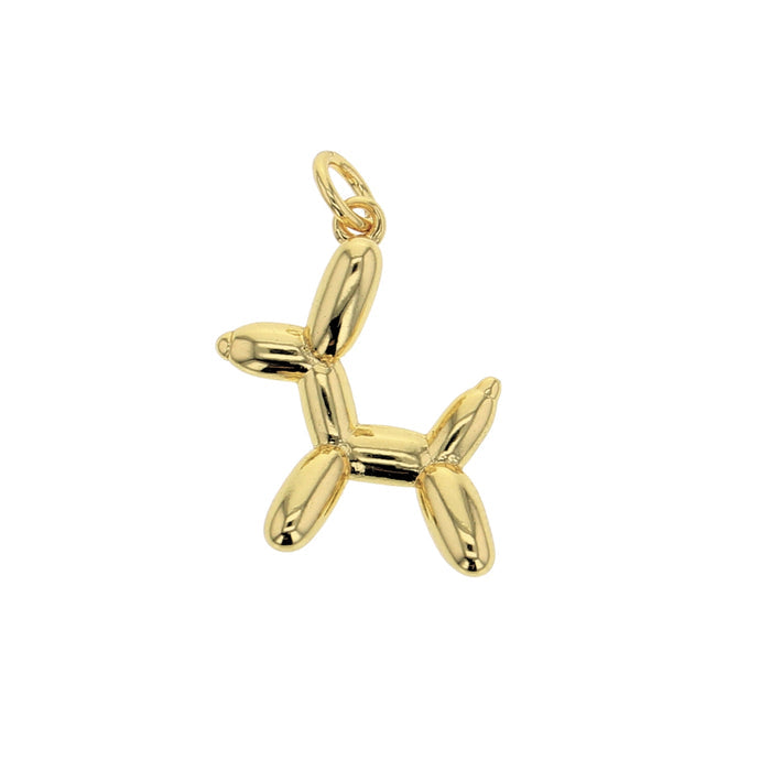 Gold balloon dog charm with sculpted balloon shape