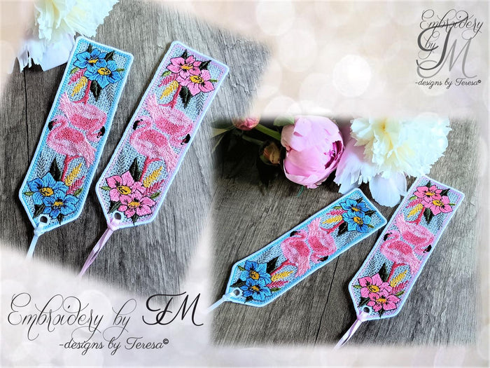 Bookmark with flamingos FSL/ 5x7 hoop