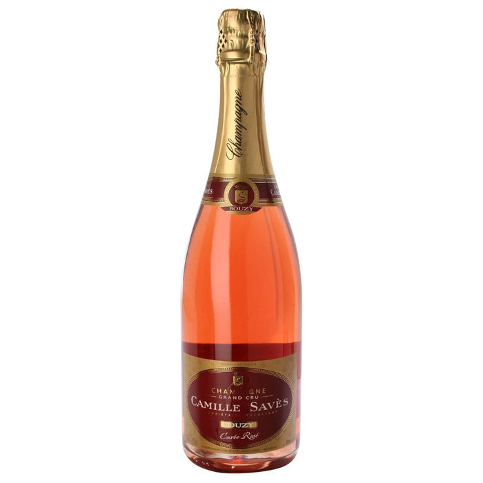 Camille Saves Rose Brut NV sparkling wine bottle with gold foil cap and pink label