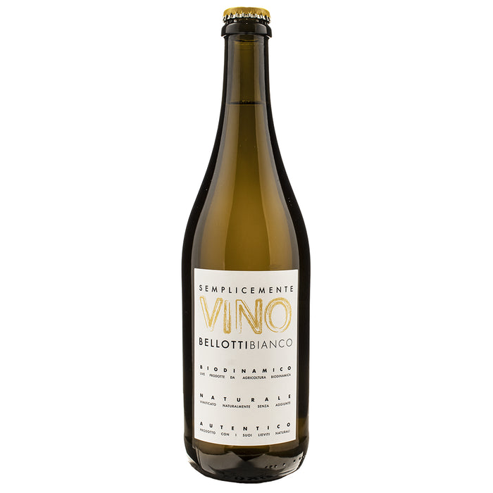 White wine bottle with gold and white label, capped in foil