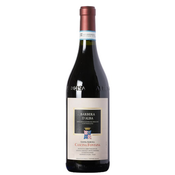 Cascina Fontana Barbera d'Alba 2021 wine bottle, gold label