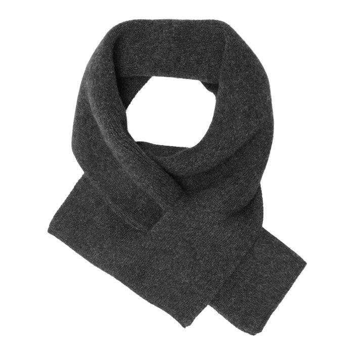 Cashmere glatstrikket lille tørklæde i grå-sort