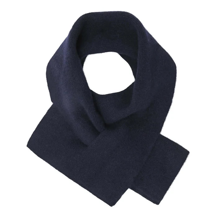 Cashmere glatstrikket lille tørklæde i mørkeblå