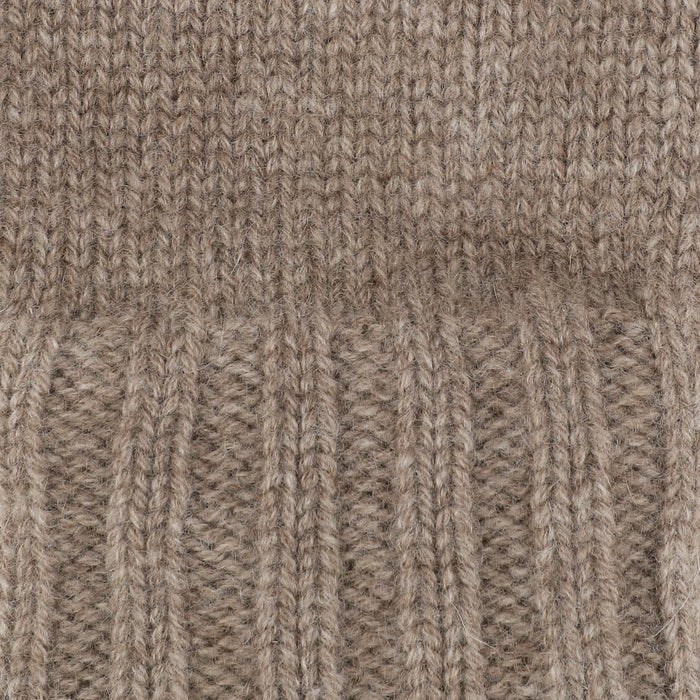Cashmere handsker med bred rib i mørk beige