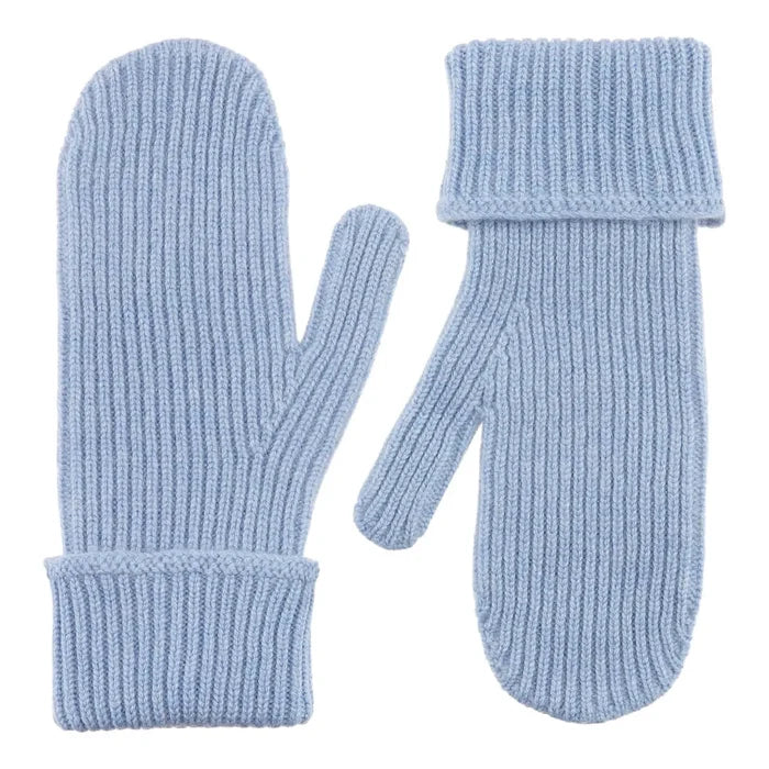 Cashmere rib luffer i lyseblå