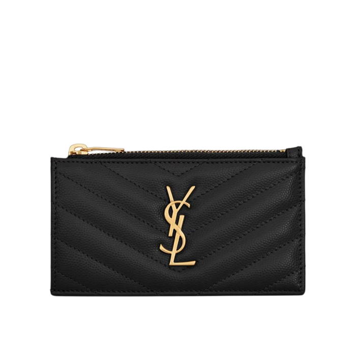 CASSANDRE MATELASSÉ FRAGMENTS CARD CASE IN GRAIN DE POUDRE LEATHER