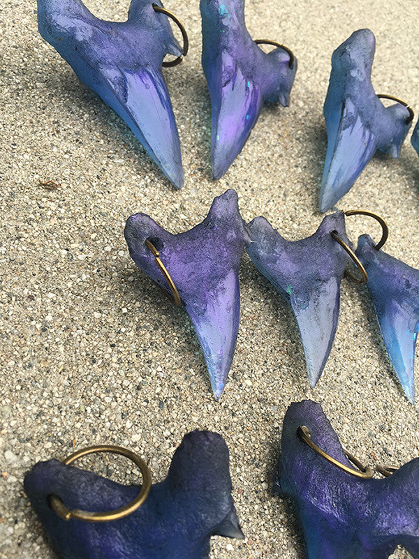 CAST URETHANE SHARK TOOTH PENDANT- DEEP OCEAN BLUE