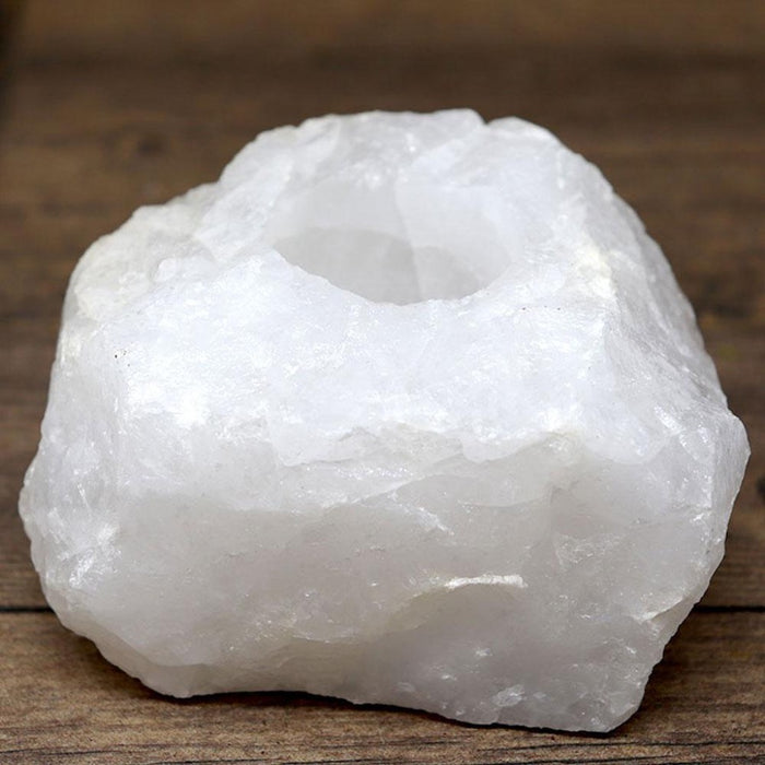 Clear Quartz Tea Light Candle Holder