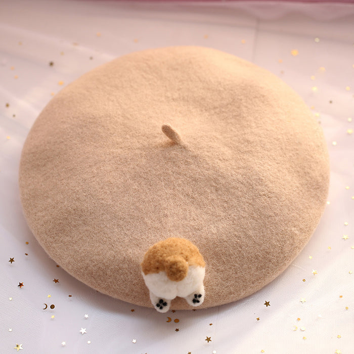 Corgi Artist Beret Hat