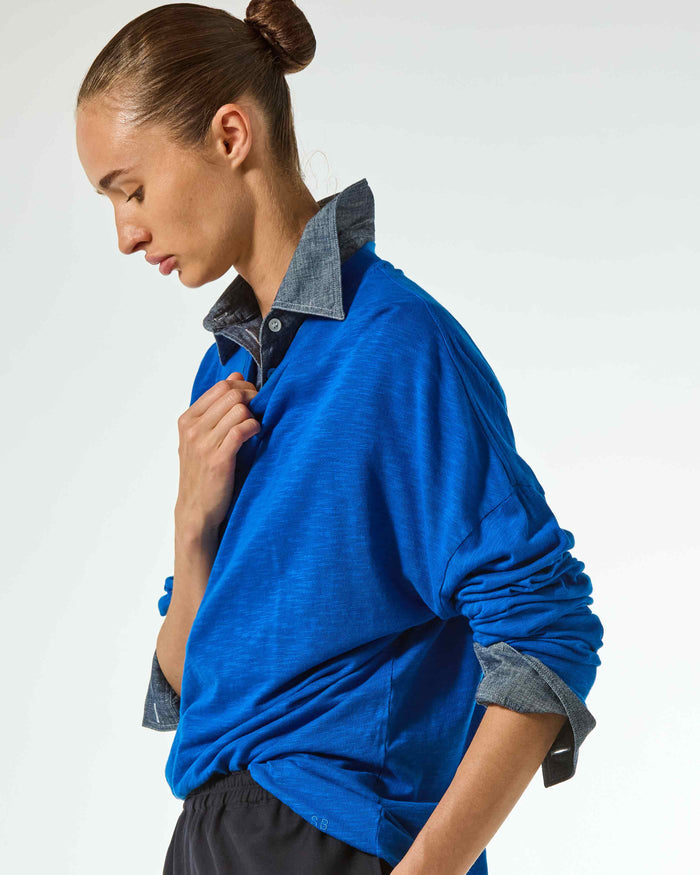 Cotton Long Sleeve T-Shirt - Lapis Blue