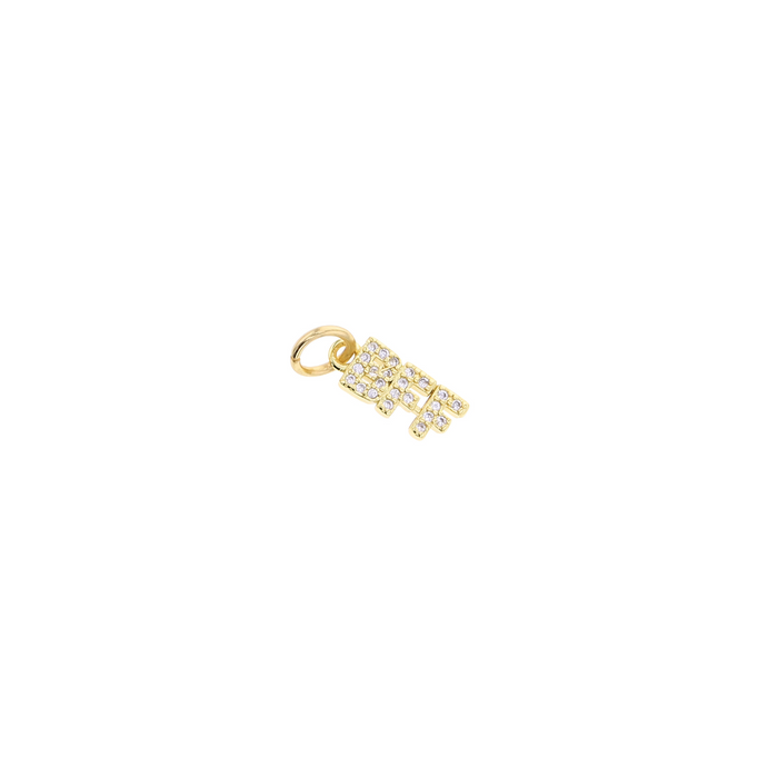 Gold CZ BFF charm with pavé-style letter design