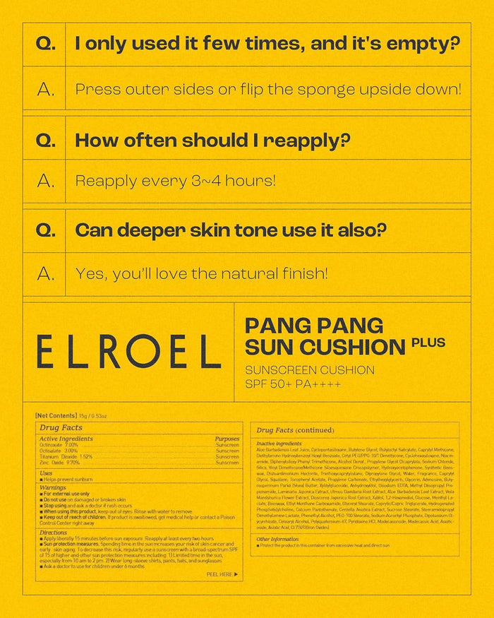 ELROEL Pang Pang Sun Cushion Plus SPF50+ PA++++ 15 g