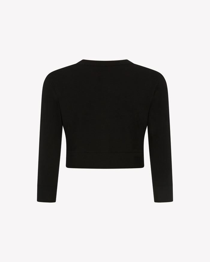 Fitted Cropped Cardigan - Black