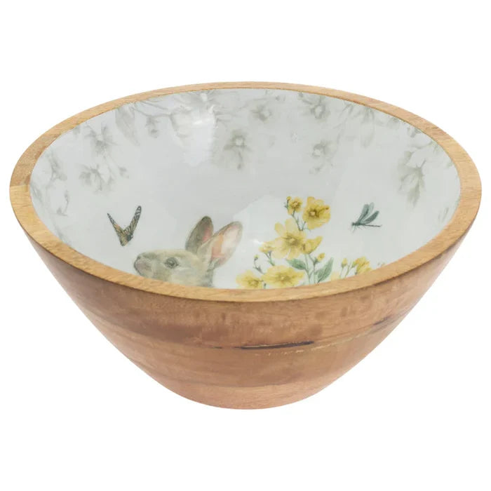 Garden Rabbit Mango Wood Bowl