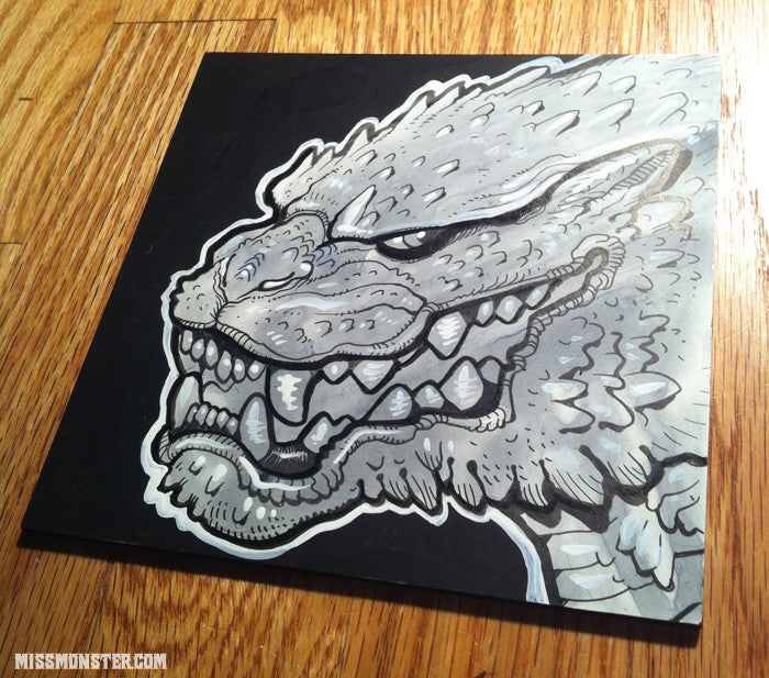 GODZILLA ORIGINAL INK DRAWING- GRIN