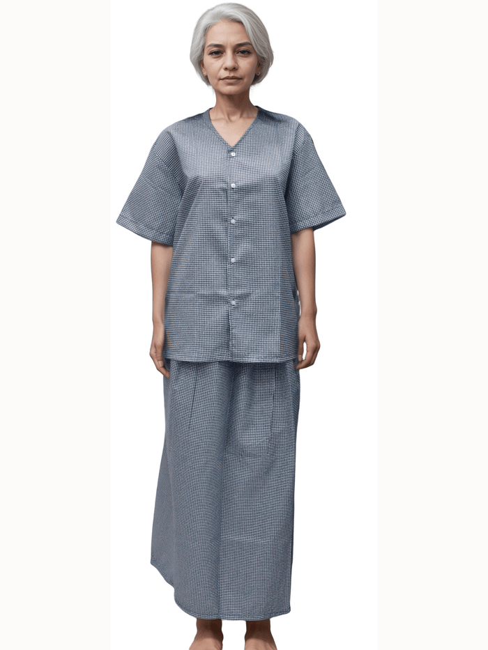 HICKORY Patient Blouse Petticoat – Comfortable & Durable Blue Checks Wear - J R GARMENTS