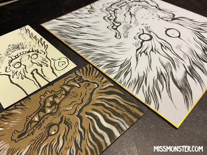 INK DRAWINGS ON PAPER BOARD
