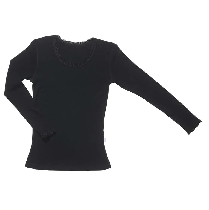 Joha uld langærmet t-shirt med blonde sort-0