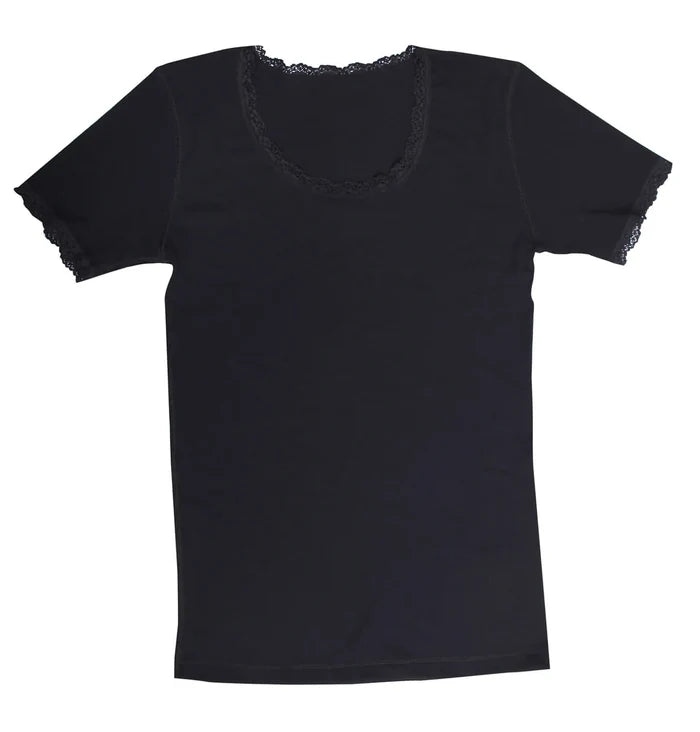 Joha uld t-shirt i smal rib med blonde sort-0