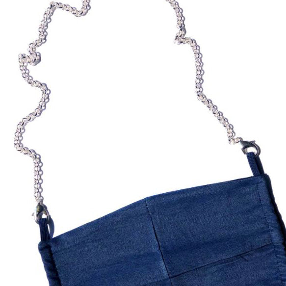 La Mask - Navy Denim Mask w/Silver Plated Chain - Mask - LaLoop