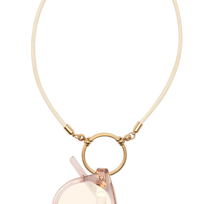 LaLoop - The Stockard - 577NLC-WHT/SGD-25 - White Leather, Satin Gold 25" - Eyewear Holder - Necklace