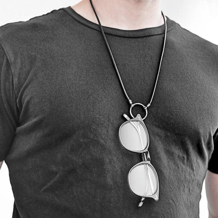 LaLoop - Stitched Italian Leather w/Silver Plated Loop - 960-MDNT - Eyewear Necklace