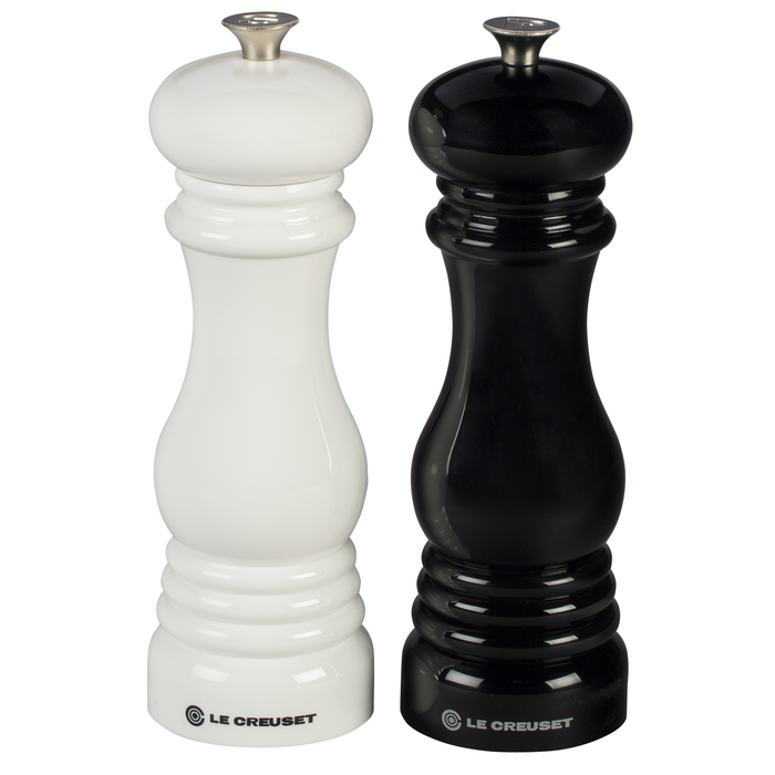 LE CREUSET 8'' X 2 1/2'' SALT AND PEPPER MILL SET - BLACK