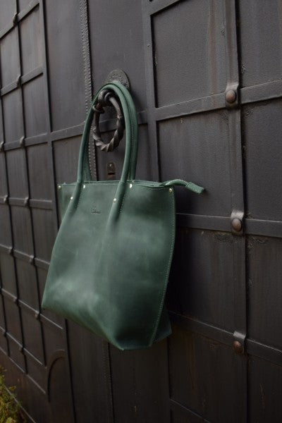 Leather bag Shopper Green