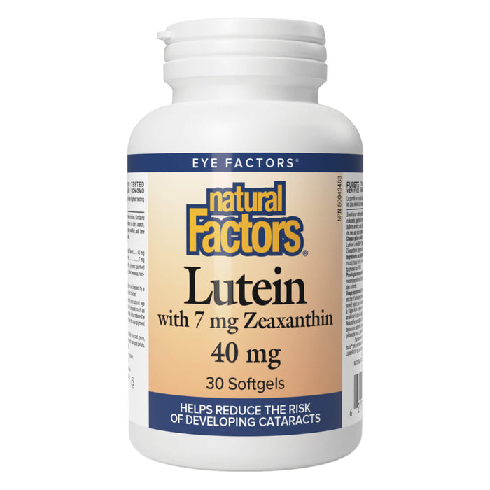 Bottle of Natural Factors Lutein 40 mg 30 Softgels