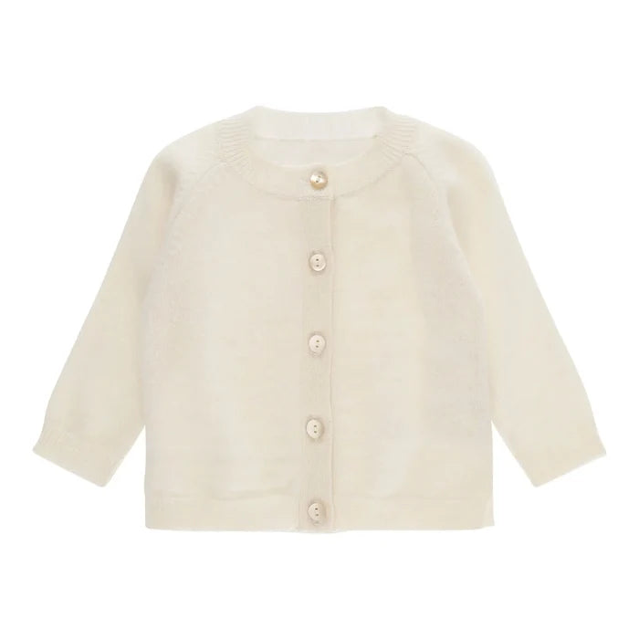 Minilux cashmere cardigan i naturhvid