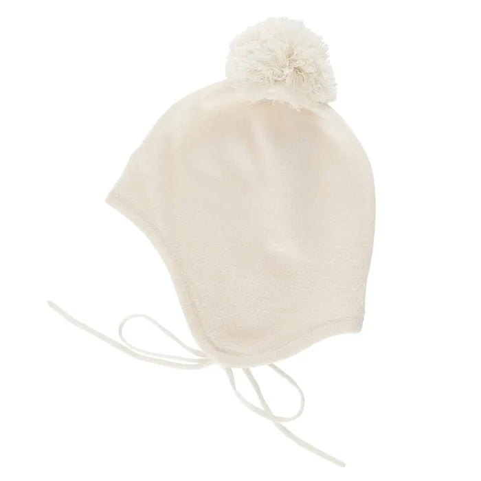 Minilux cashmere hue med pompon naturhvid-0