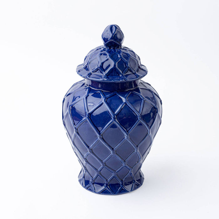 Navy Textured Ginger Jar Large