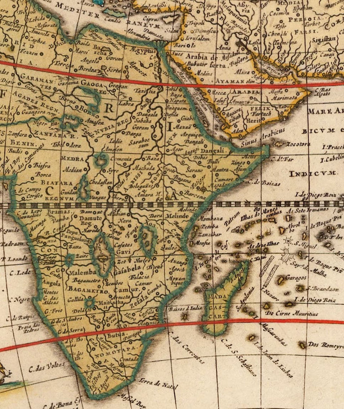 Old World Atlas Map, 1662 by Joan Blaeu - Rare Handcoloured Vintage Wall Art