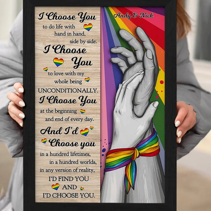 Personalized Poster LGBTQ+ Couple Hand In Hand | Pride Month & Anniversary Gift