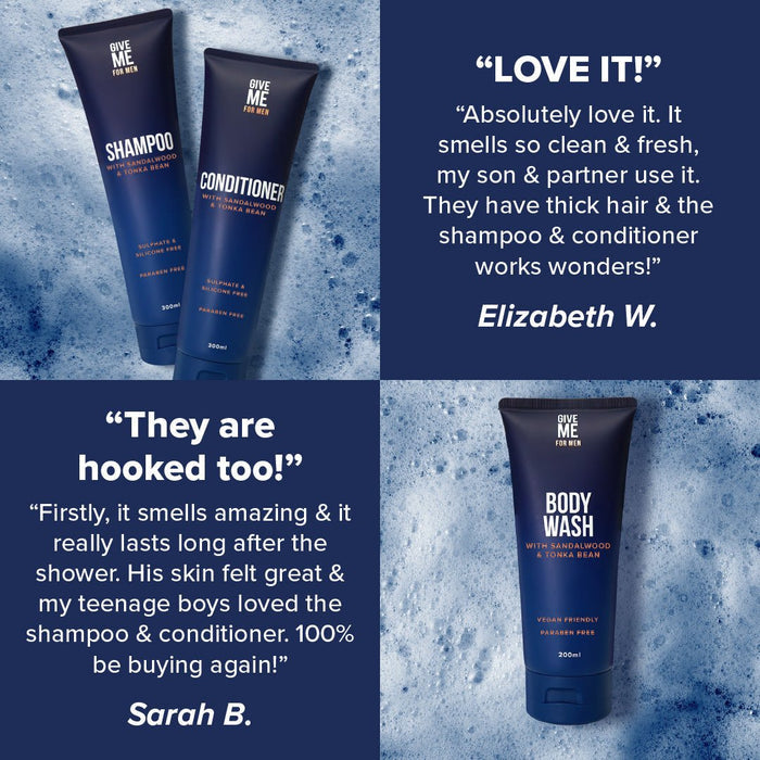 Sandalwood & Tonka Bean Essentials For Him (Worth £20.97) - Give Me Cosmetics