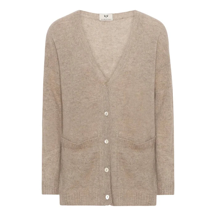 Scandinavianlux oversize cashmere cardigan med v-udskæring beige