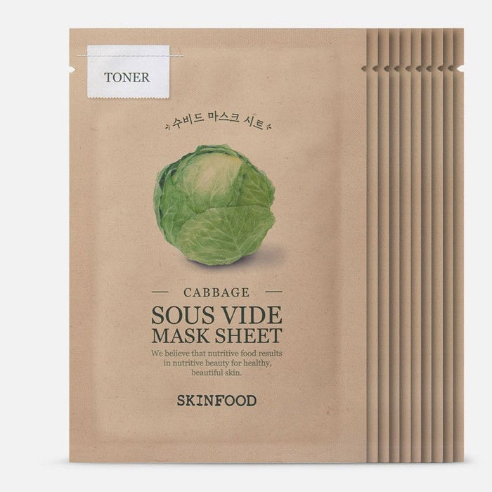 SKINFOOD Cabbage Sous Vide Mask Sheet مجموعة الاقنعة الورقية بمستخلص الملفوف