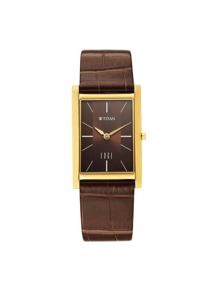 Titan Edge Round Brown Dial Analog Watch - 1043YL10