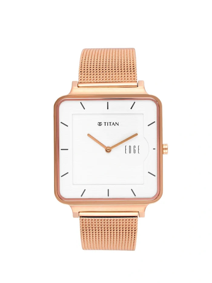 Titan Edge Round White Dial Analog Watch - NT10017WM01